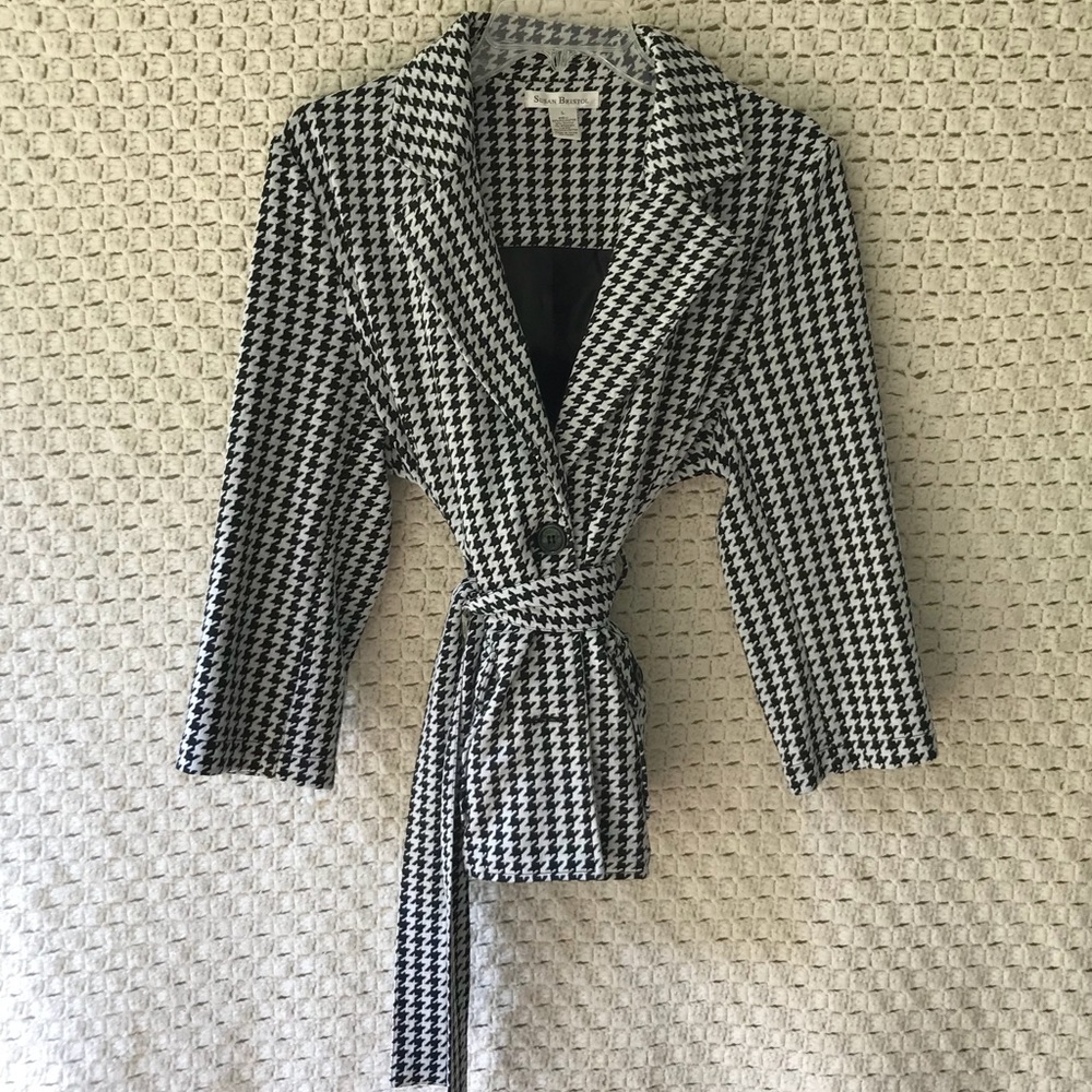 Susan Bristol houndstooth jersey blazer